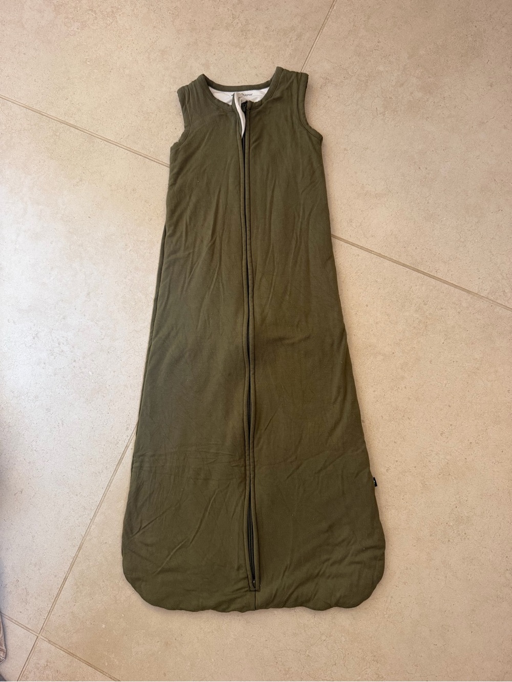 Larkspur Baby Sleeveless Olive Green Zip-Front Sleep Sack